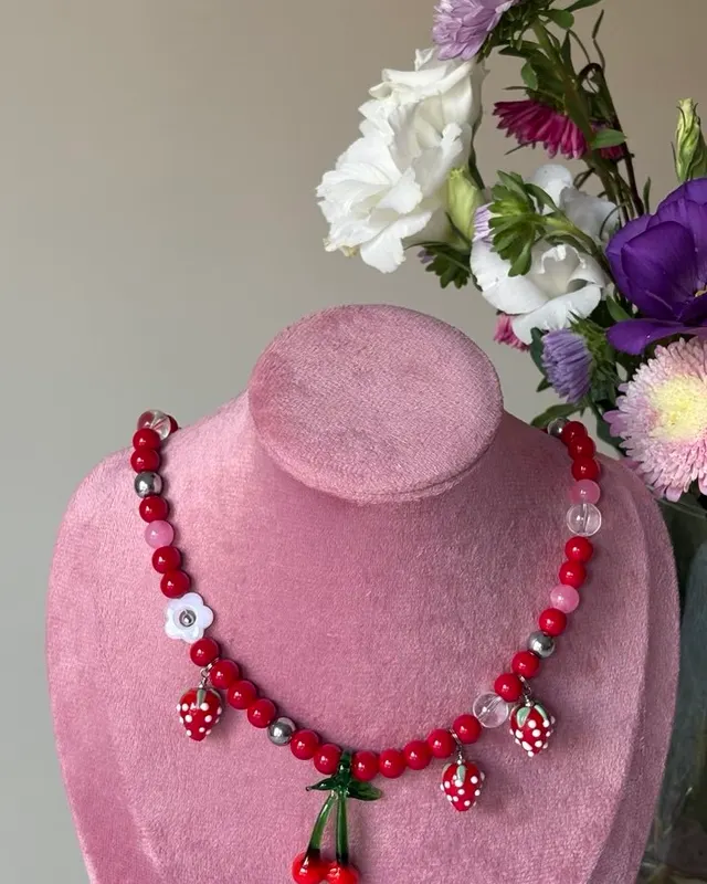 “Strawberries & cherries” necklace